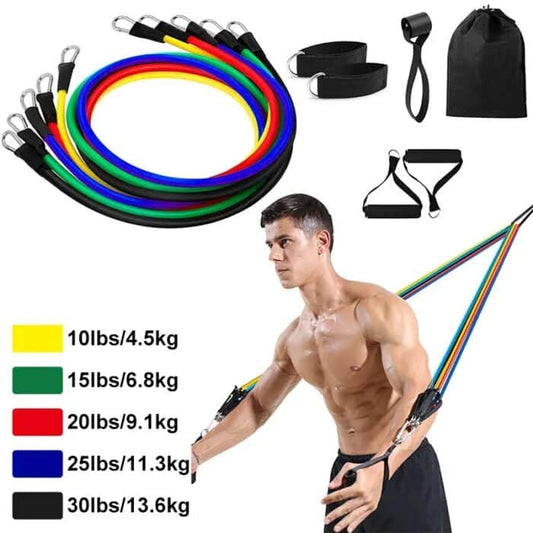 Resistance Bands Set – 5 Stackable Exercise Bands with Handles, Door Anchor & Carry Bag (10–150 lbs)