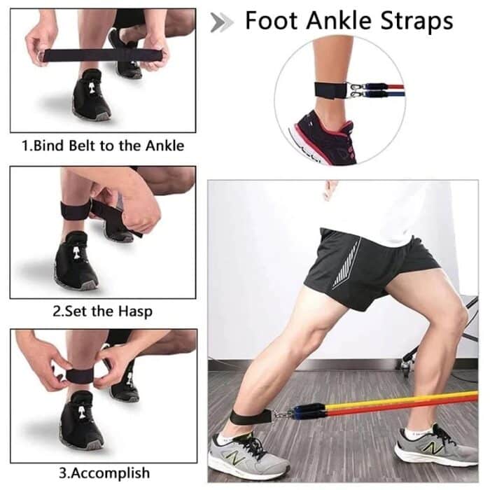 Resistance Bands Set – 5 Stackable Exercise Bands with Handles, Door Anchor & Carry Bag (10–150 lbs)