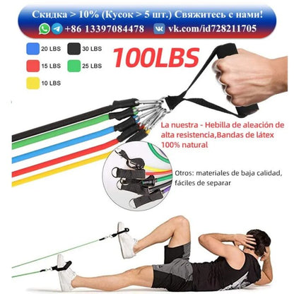 Resistance Bands Set – 5 Stackable Exercise Bands with Handles, Door Anchor & Carry Bag (10–150 lbs)